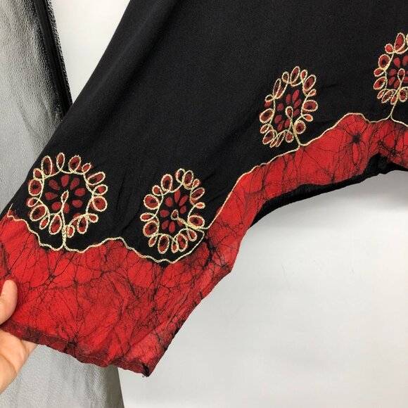 Shiva Fashions Rayon Black & Red High Low Hindi-style Tunic Blouse OS - Picture 8 of 15